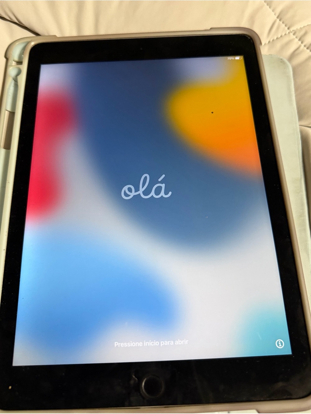 Apple iPad Air 2 in Black with Light Blue Case - Tablet